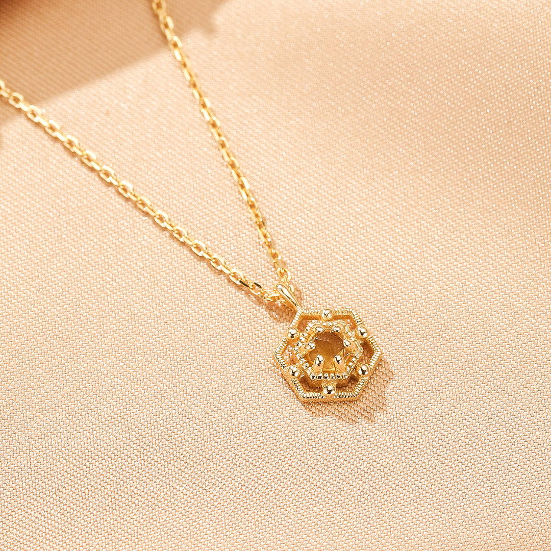 Bijoux-Collier Citrine – Éclat Jardin d’Or, Argent Plaqué Or