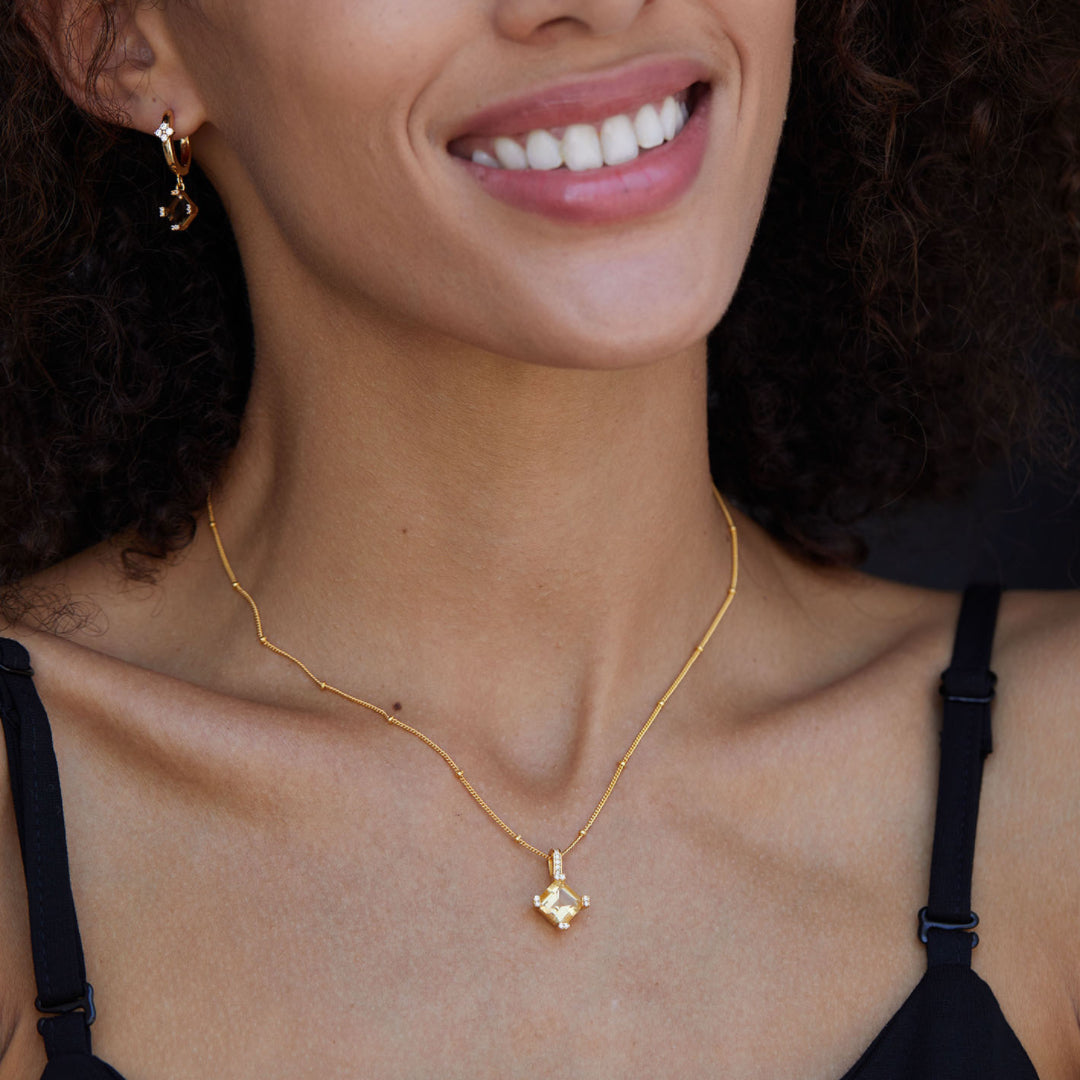 Collier Citrine – Éclat Royal, Argent Plaqué Or