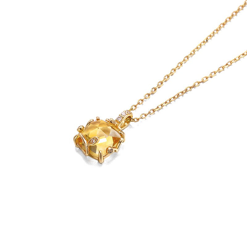 Collier Citrine – Rayon de Miel, Argent Plaqué Or