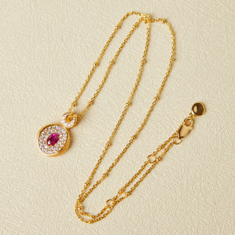 Collier Cornaline – Flamme Énergisante, Argent Plaqué Or