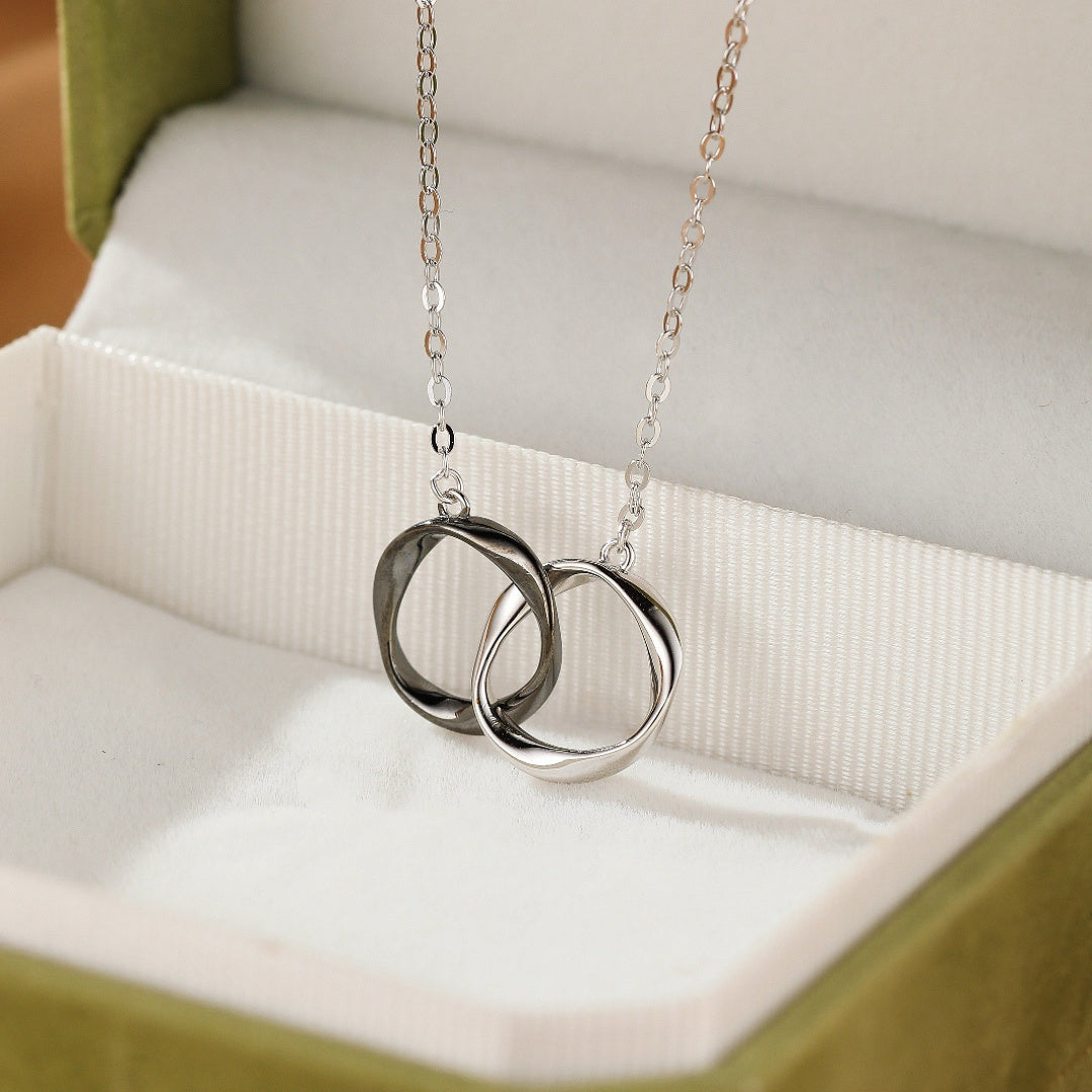 Collier Couple – Anneaux Unis, Argent