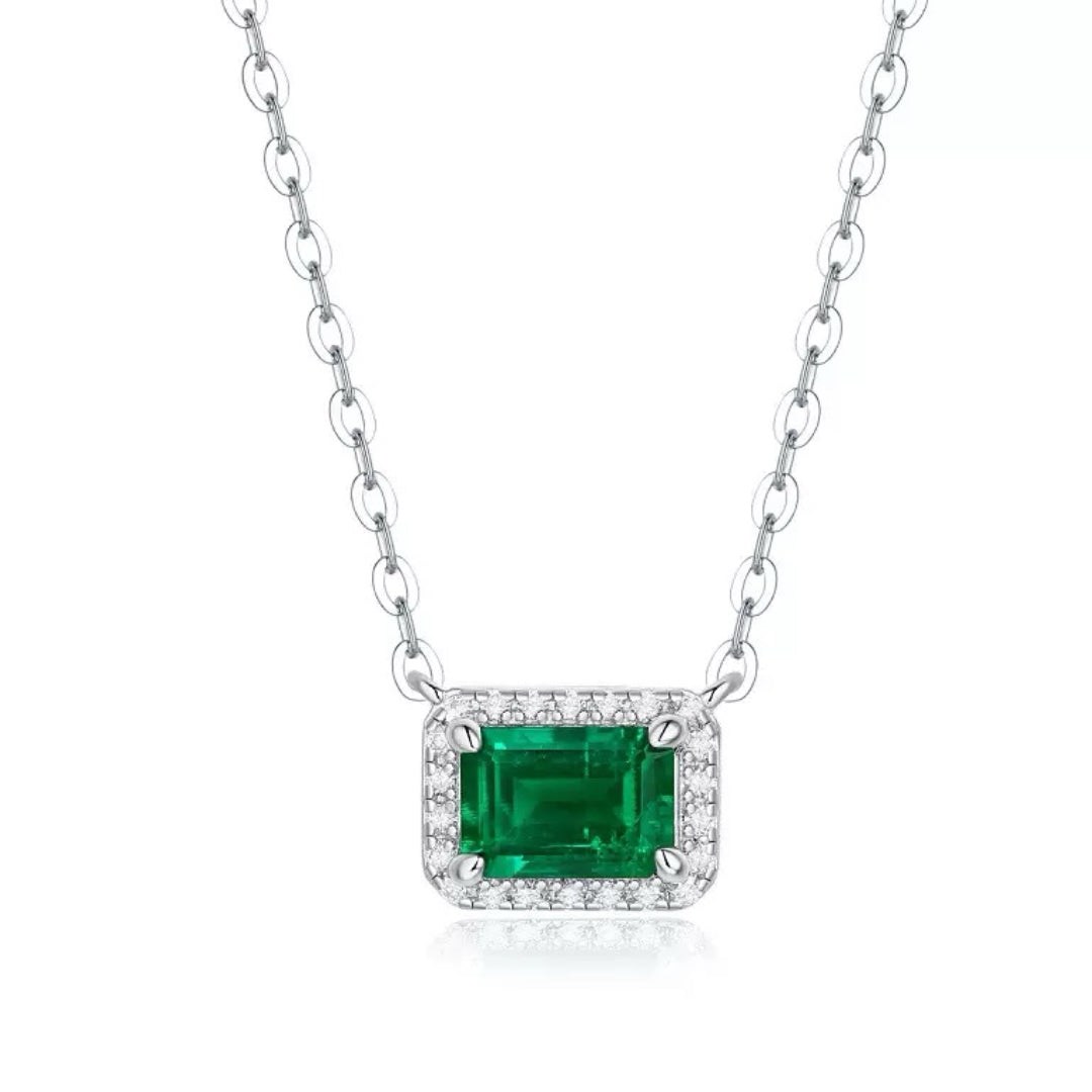 Collier Émeraude – Cœur de Forêt, Argent 925