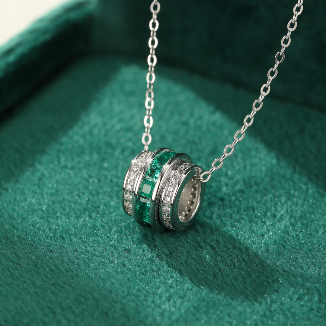 Emerald Necklace – Treasure of Radiance, Platinum Plated Silver