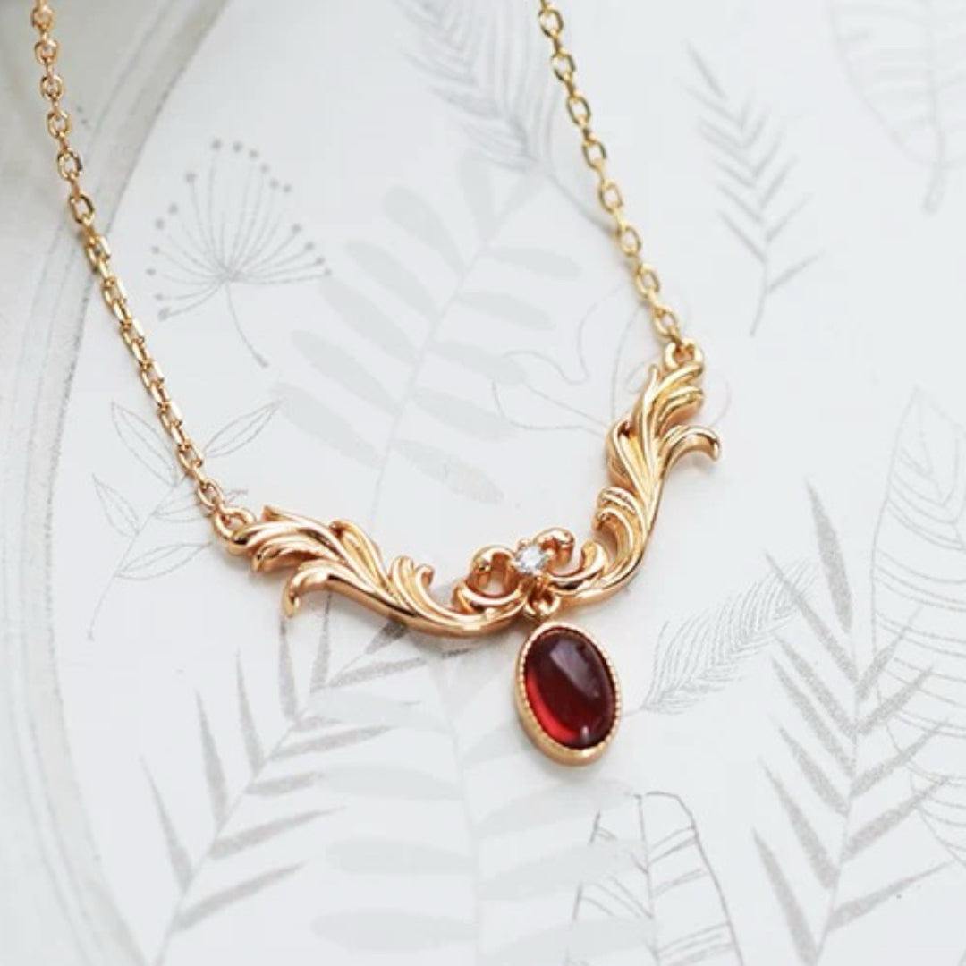 Collier Grenat – Aria des Rois, Argent Plaqué Or