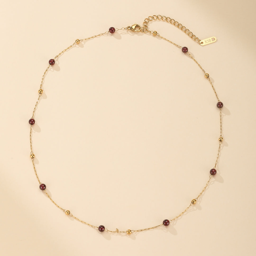 Garnet Necklace – Heart of Passion, 18K Gold Plated