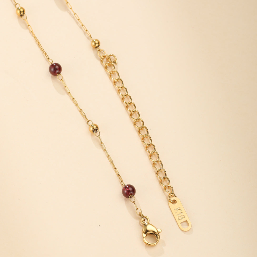 Garnet Necklace – Heart of Passion, 18K Gold Plated