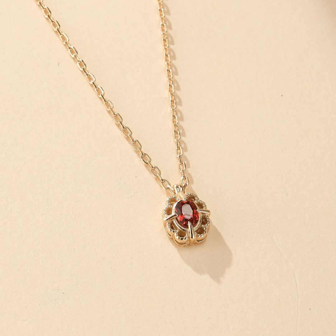 Collier Grenat – Élégance Royale, Argent Plaqué Or