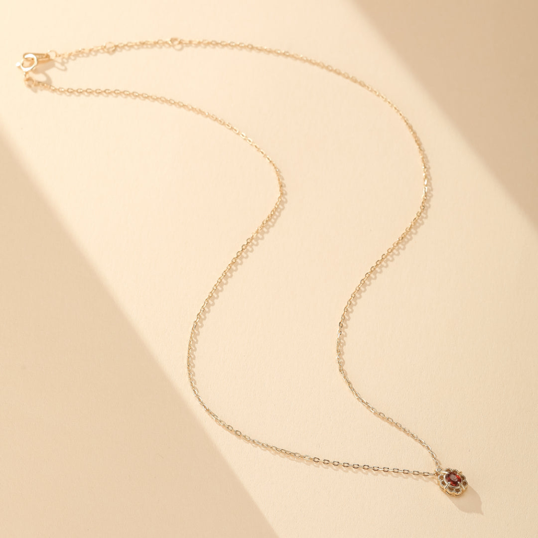 Collier Grenat – Élégance Royale, Argent Plaqué Or