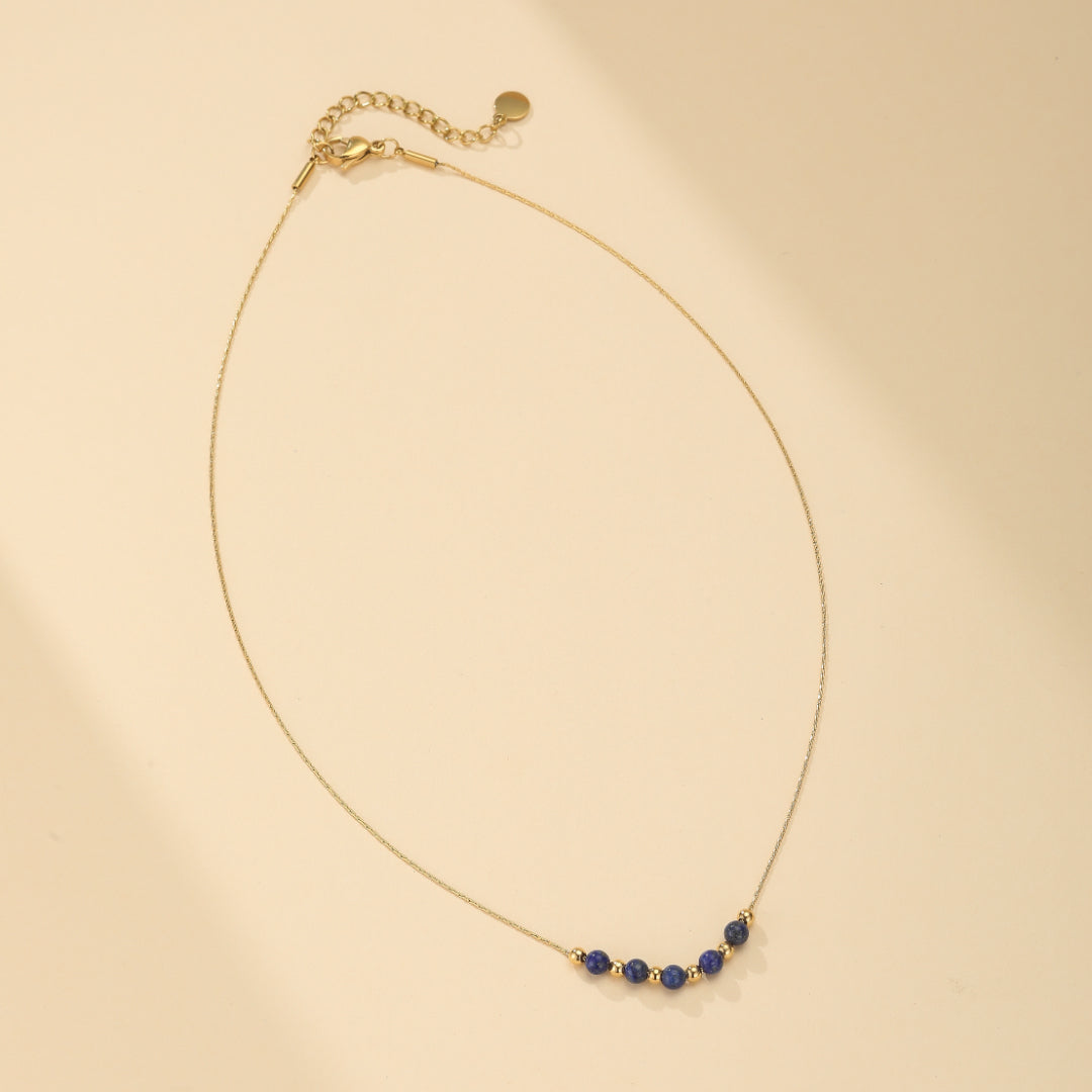 Garnet Necklace – Curve of Radiance, 18K Gold Plated