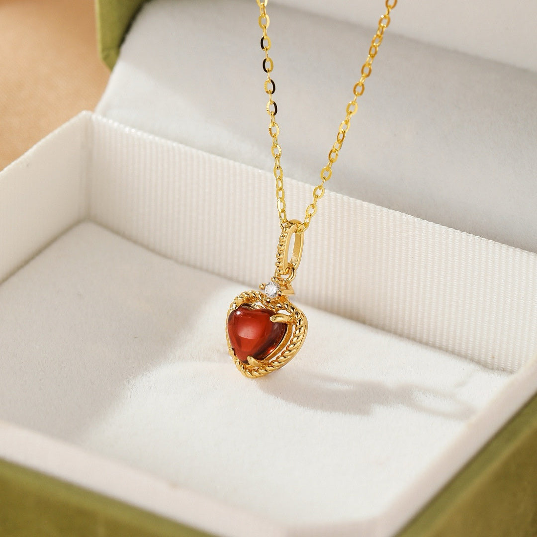 Collier Grenat – Promesse Écarlate, Argent Plaqué Or