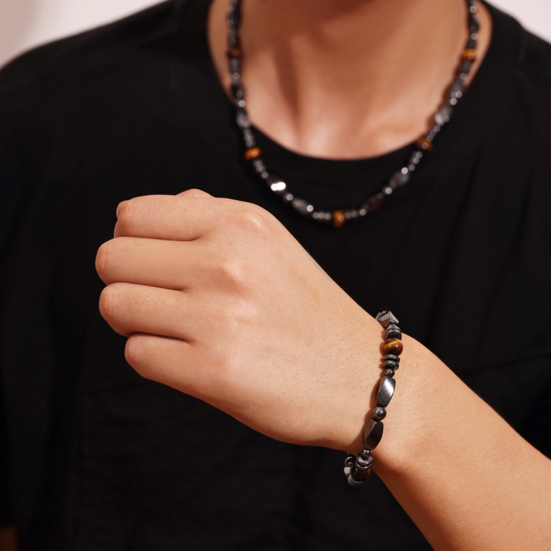 Men's Hematite and Tiger's Eye Necklace – Wild Strength