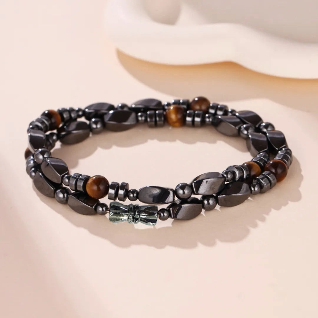 Collier Homme Hématite et Œil de Tigre – Force Sauvage