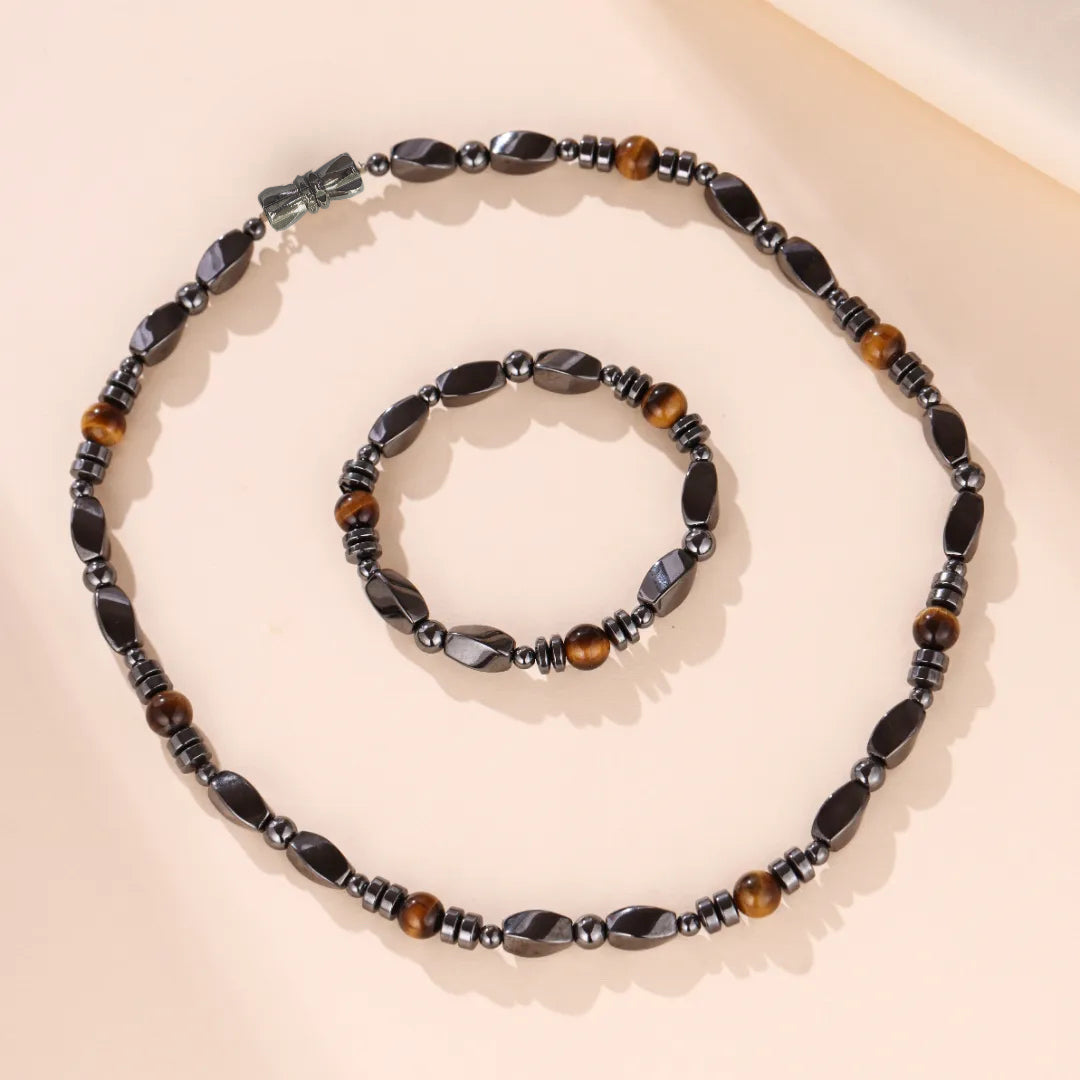 Collier Homme Hématite et Œil de Tigre – Force Sauvage
