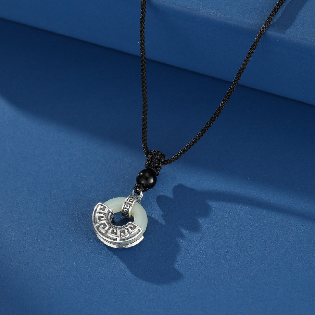 Men's Jade and Obsidian Necklace – Ancient Balance, 925 Sterling Silver