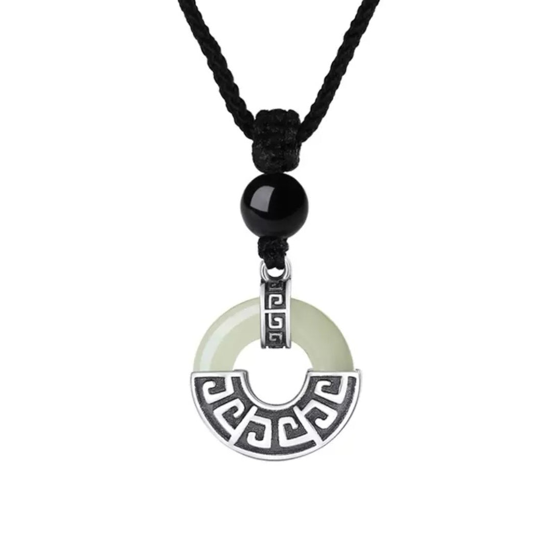 Men's Jade and Obsidian Necklace – Ancient Balance, 925 Sterling Silver