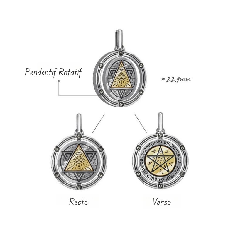 Collier Homme Rotatif – Œil Oudjat, Argent