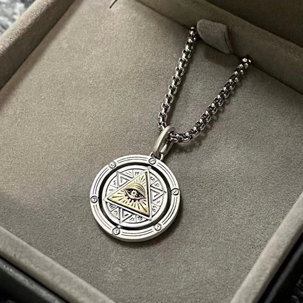 Collier Homme Rotatif – Œil Oudjat, Argent