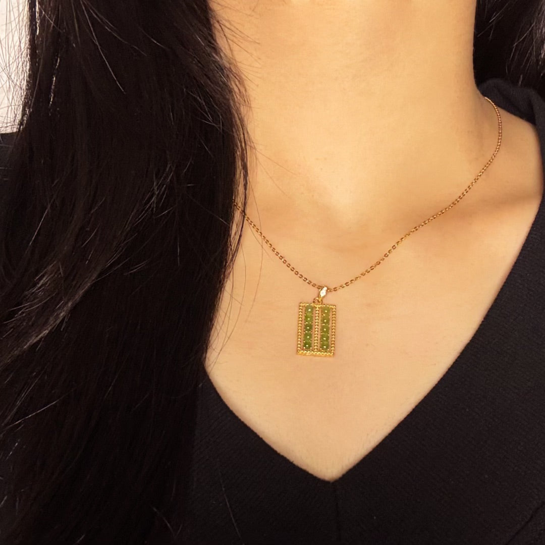 Jade Necklace – Moon Aura, Gold Plated Silver