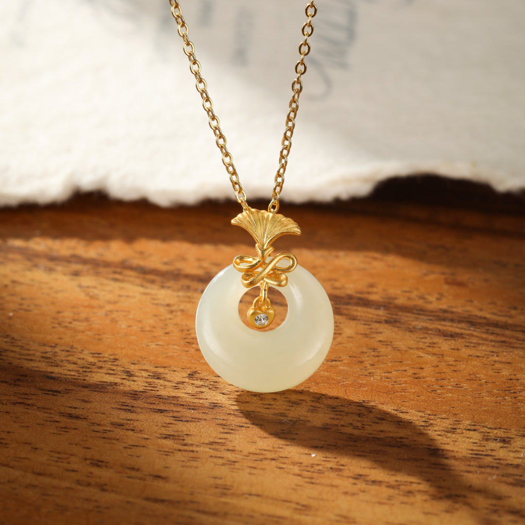 White Jade Necklace – Carnation Grace, Gold Plated Silver