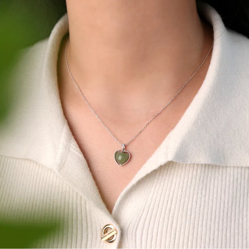 Jade Necklace – Love Light, Gold Plated Silver