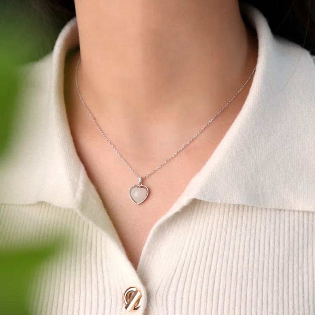 Jade Necklace – Love Light, Gold Plated Sterling Silver