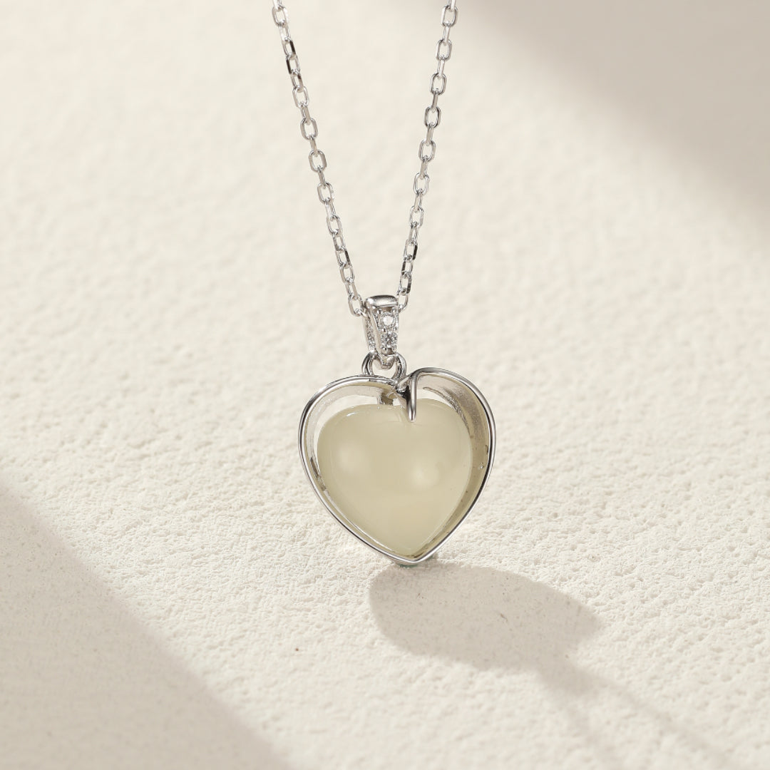 Jade Necklace – Love Light, Gold Plated Sterling Silver