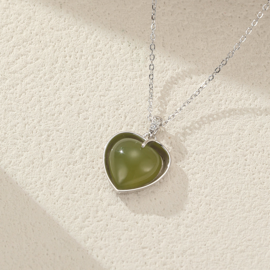 Jade Necklace – Love Light, Gold Plated Sterling Silver