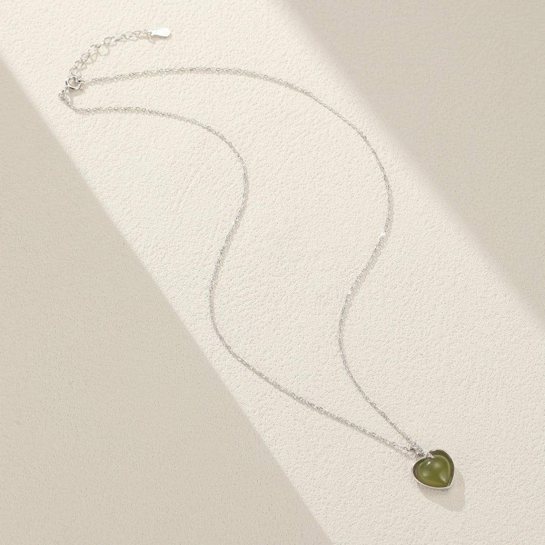 Jade Necklace – Love Light, Gold Plated Sterling Silver