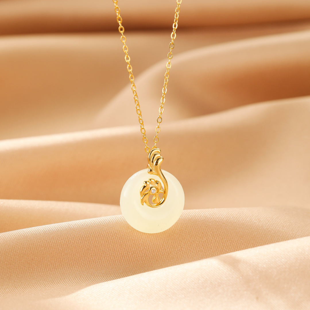 Collier Jade Cheval/Coq – Harmonie Ancestrale, Argent Plaqué Or