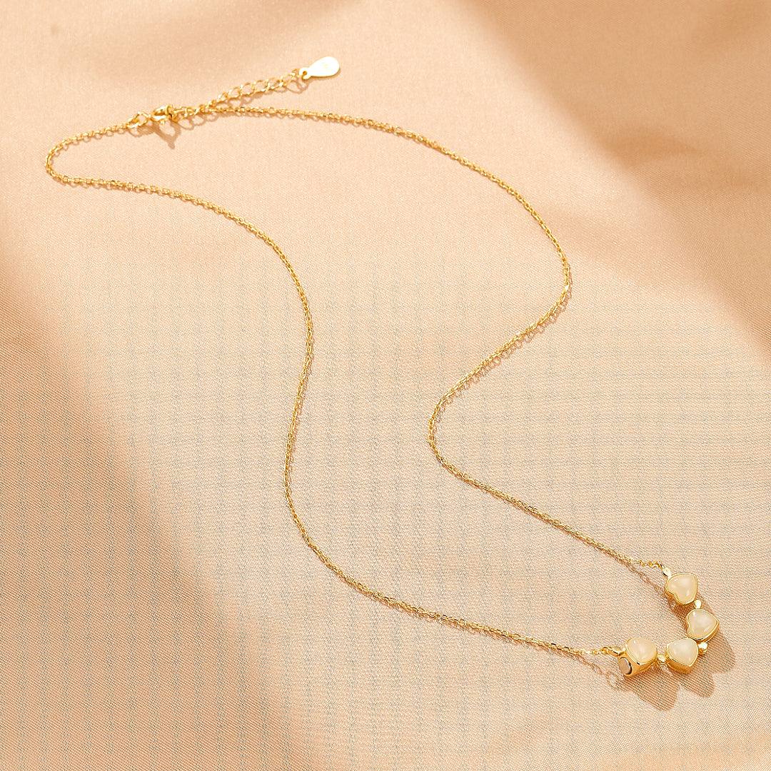 Jade or Red Agate Necklace – Love's Chance, Gold Plated Silver