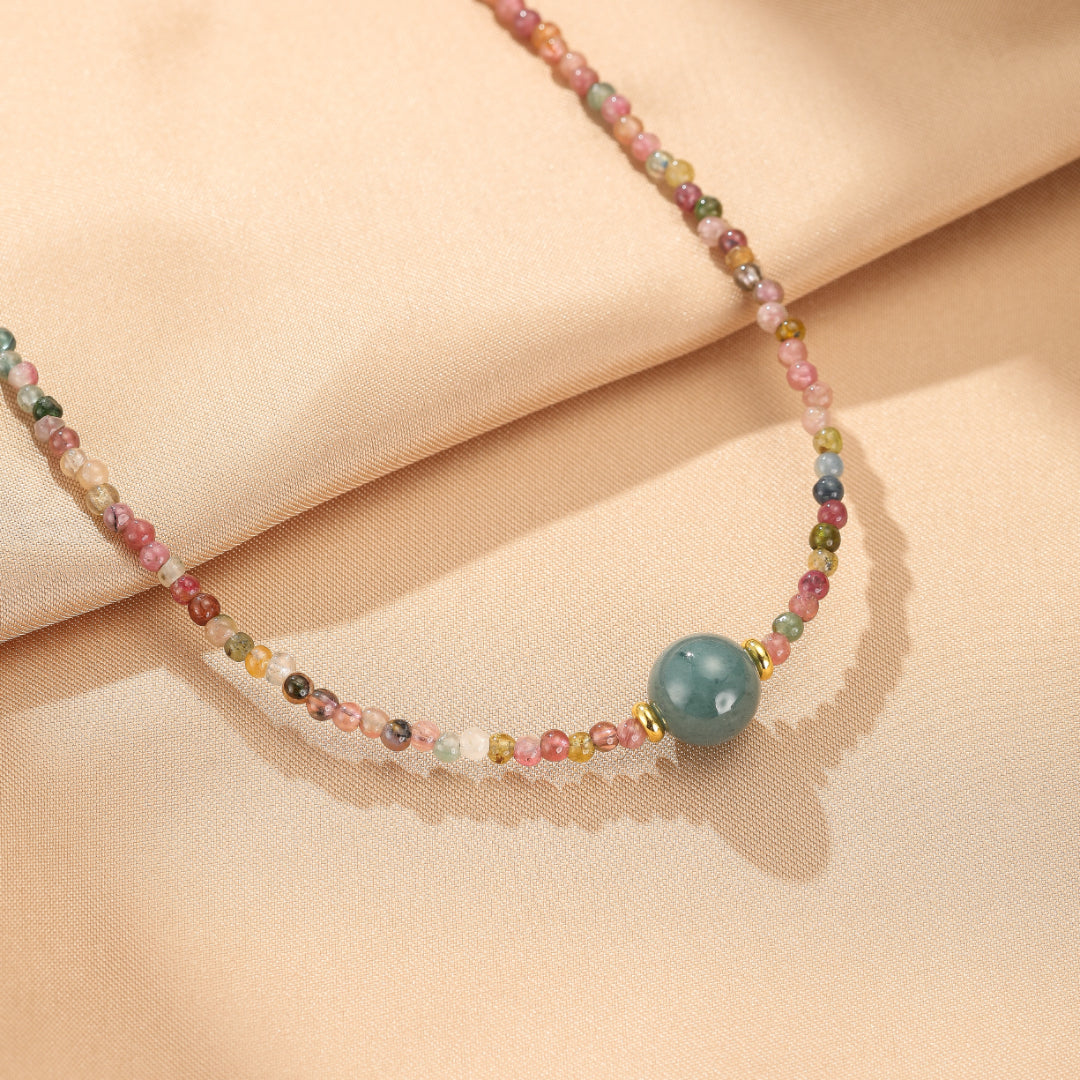 Collier Jadéite et Tourmaline – Bonheur Arc-en-ciel