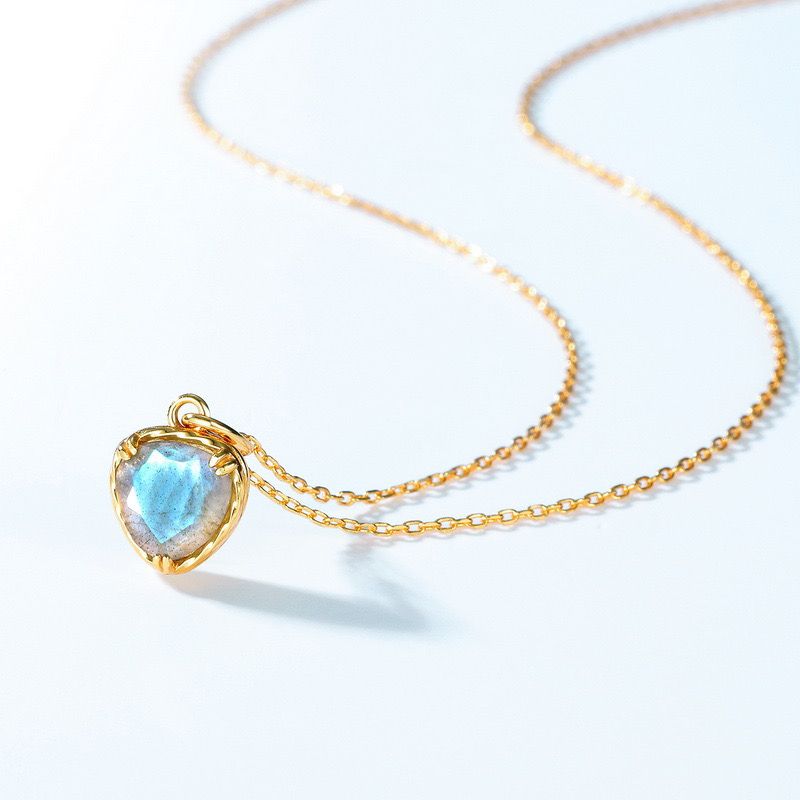 Collier Labradorite – Amour Étendu, Argent Plaqué Or