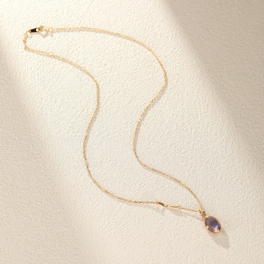 Collier Labradorite et Améthyste – Charme Astral, Argent Plaqué Or