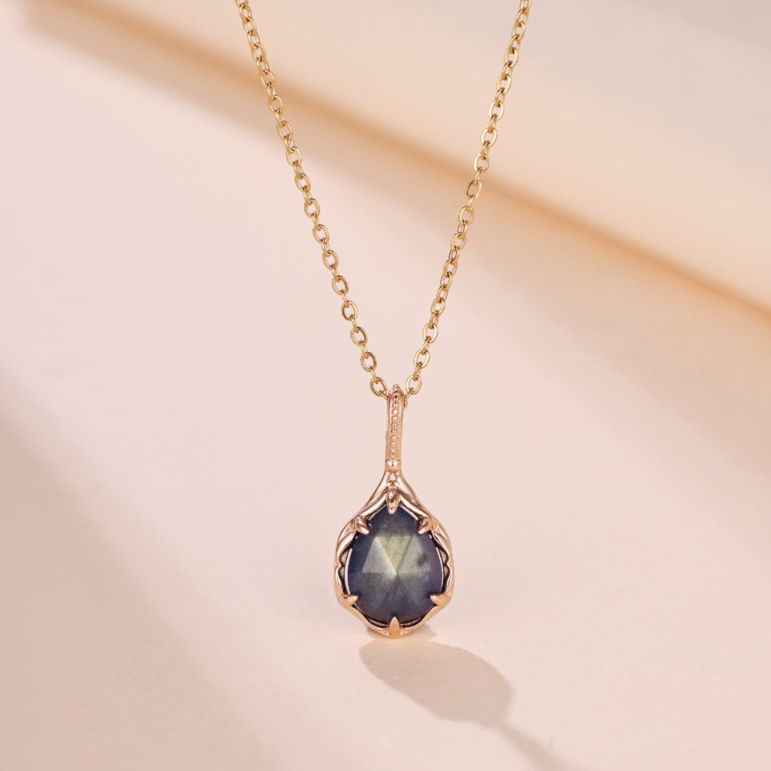 Labradorite and Lapis Lazuli Necklace – Mystic Water Lily