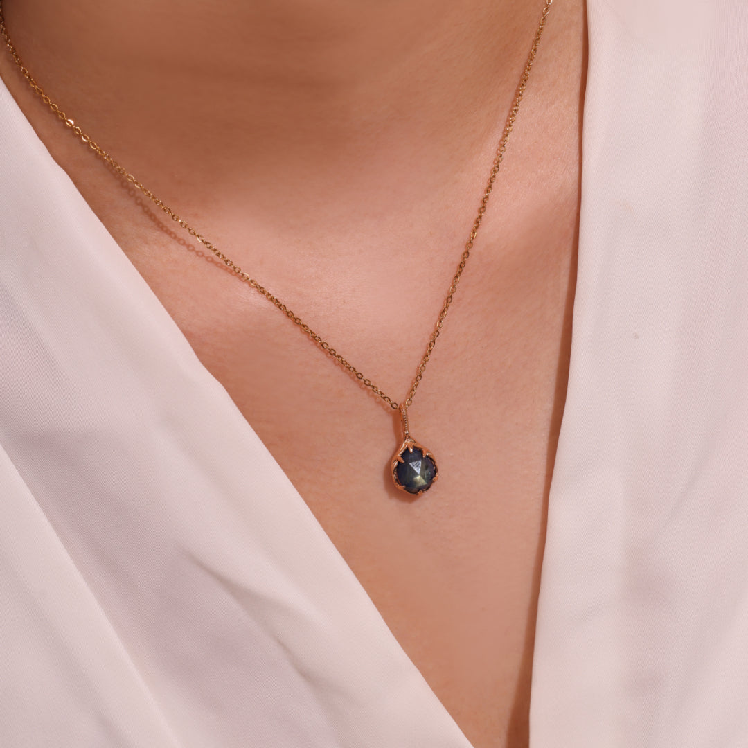 Labradorite and Lapis Lazuli Necklace – Mystic Water Lily