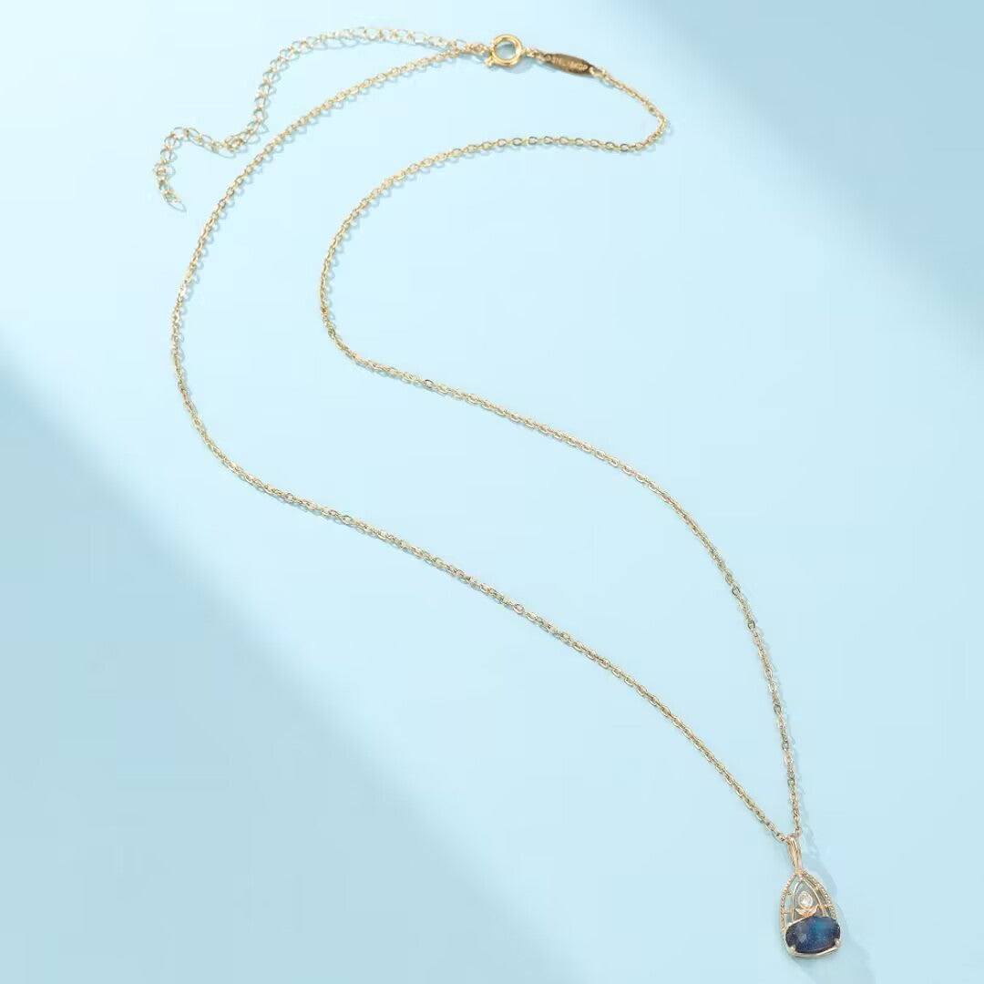 Collier Labradorite et Lapis Lazuli – Sagesse Astrale, Argent Plaqué Or