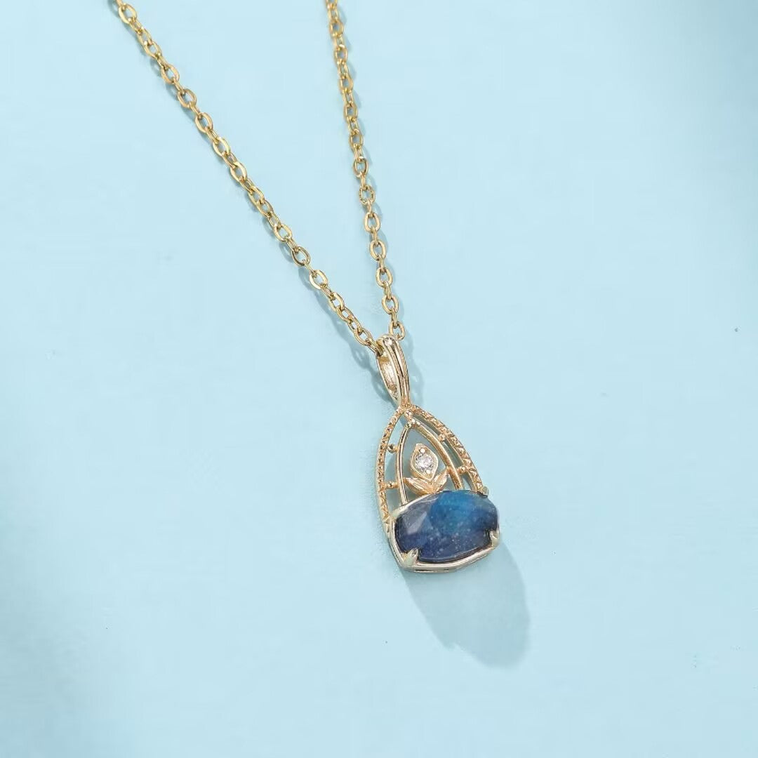 Collier Labradorite et Lapis Lazuli – Sagesse Astrale, Argent Plaqué Or