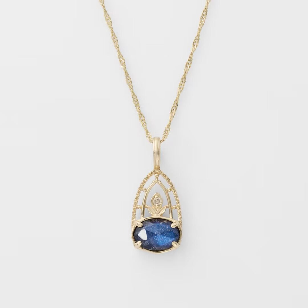 Collier Labradorite et Lapis Lazuli – Sagesse Astrale, Argent Plaqué Or