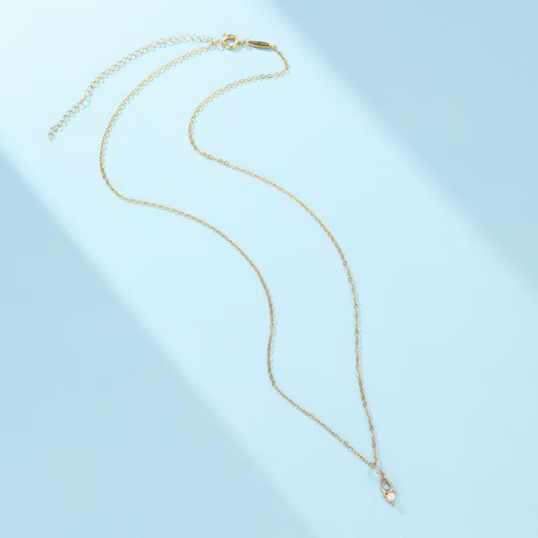 Collier Labradorite et Perle – Lumière d'Atlantis, Argent Plaqué Or