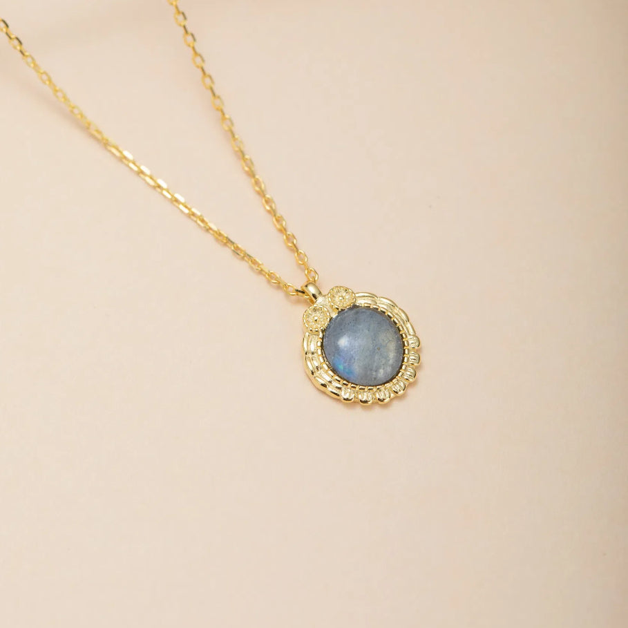 Collier Labradorite – Sagesse Antique, Argent Plaqué Or