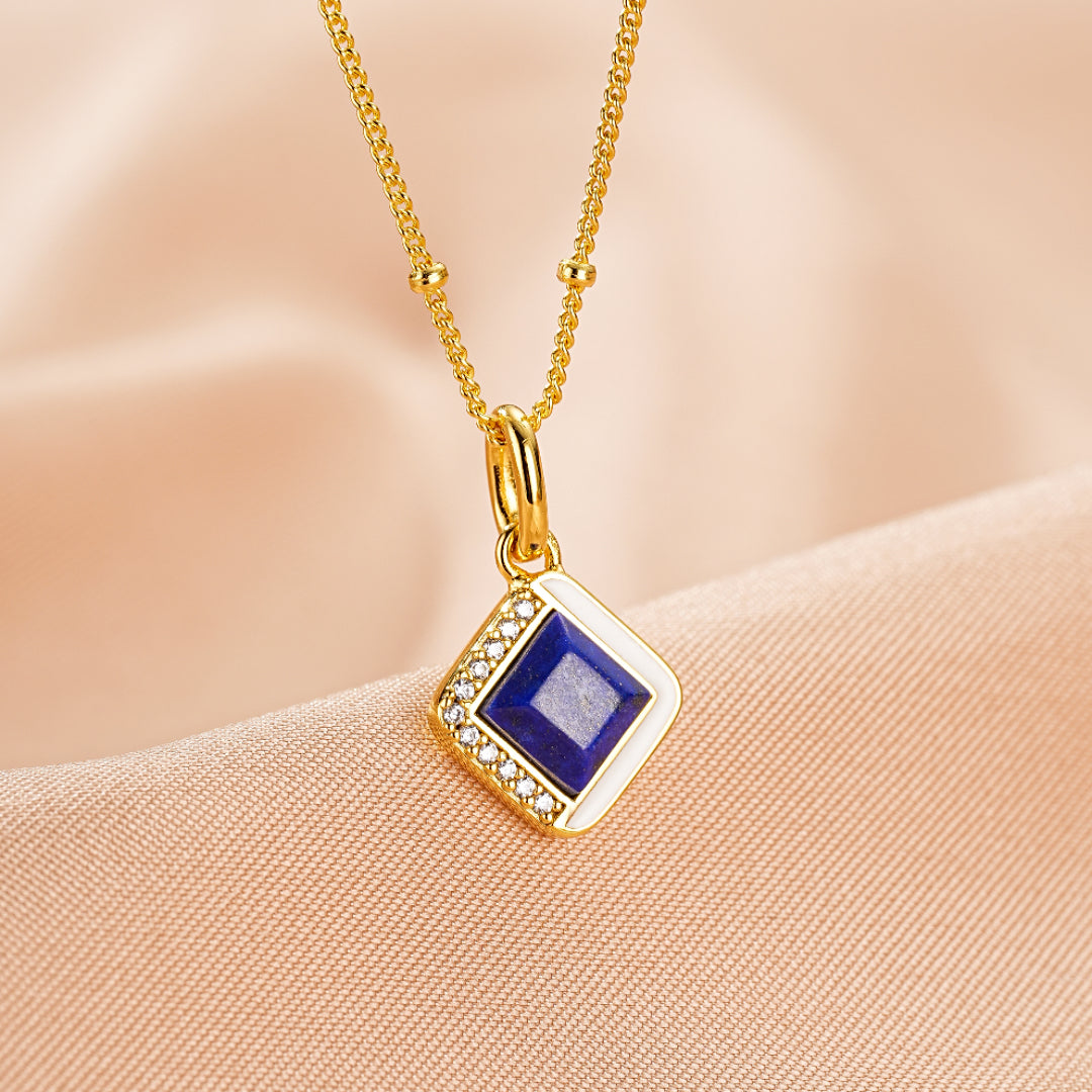 Collier Lapis Lazuli – Aura Royale, Argent Plaqué Or