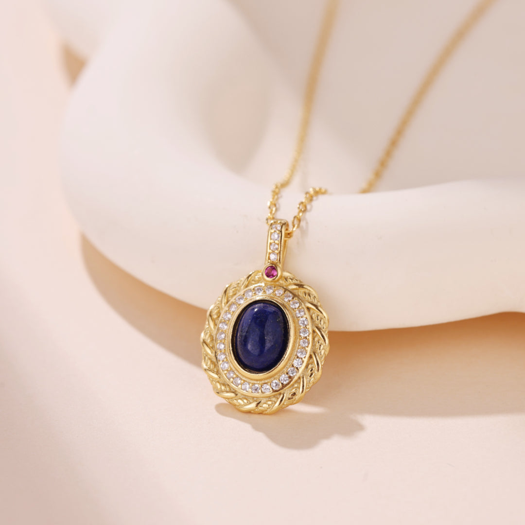 Collier Lapis Lazuli – Élégance, Argent Plaqué Or