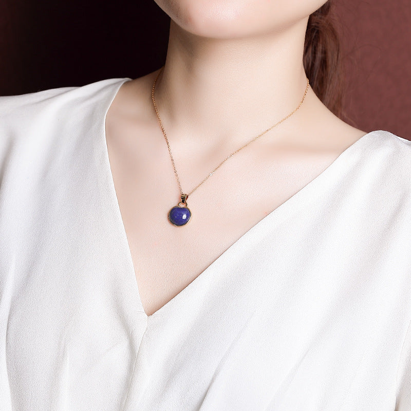Collier Lapis Lazuli – Pomme, Argent Plaqué Or