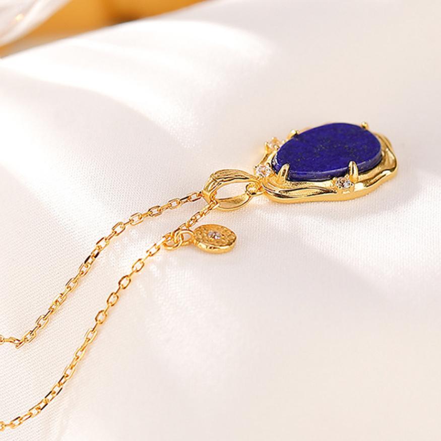 Collier Lapis Lazuli – Sérénité, Argent Plaqué Or