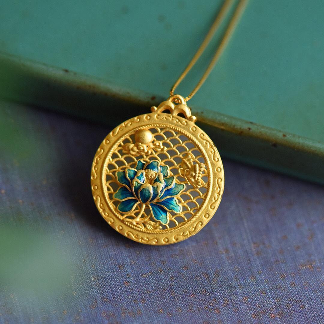 'Inner Peace' White Jade Lotus Pendant