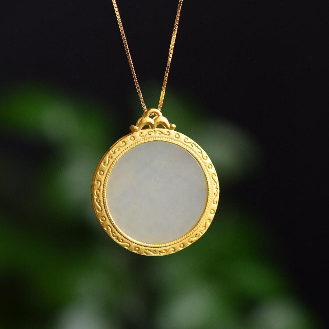'Inner Peace' White Jade Lotus Pendant