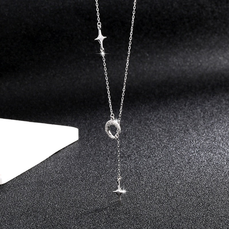 Moon and Star Pendant Necklace | 925 Silver | Astral Symphony Women