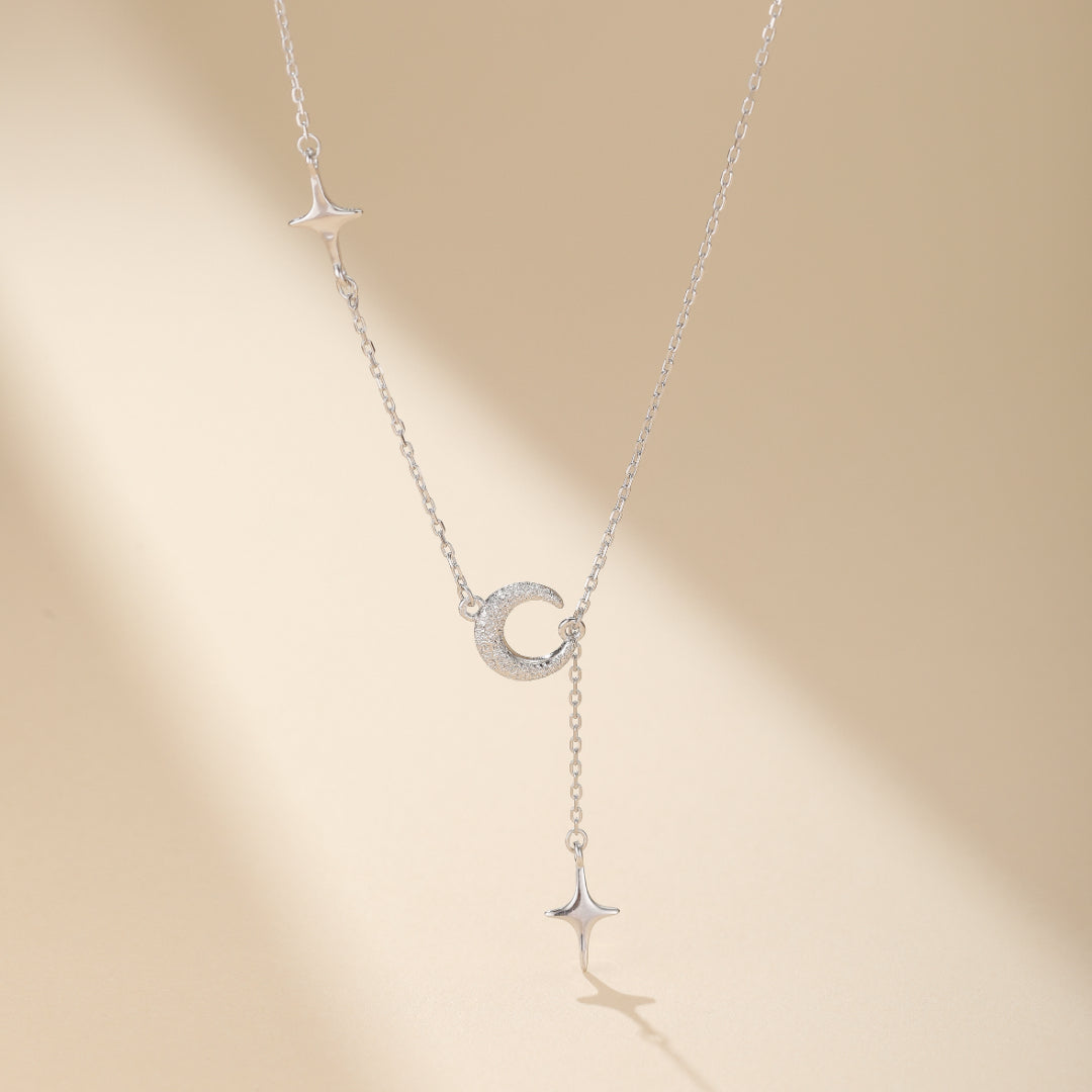 Moon and Star Pendant Necklace | 925 Silver | Astral Symphony Women