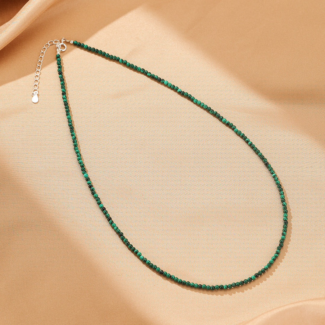 Collier Malachite – Élégance Naturelle, Argent