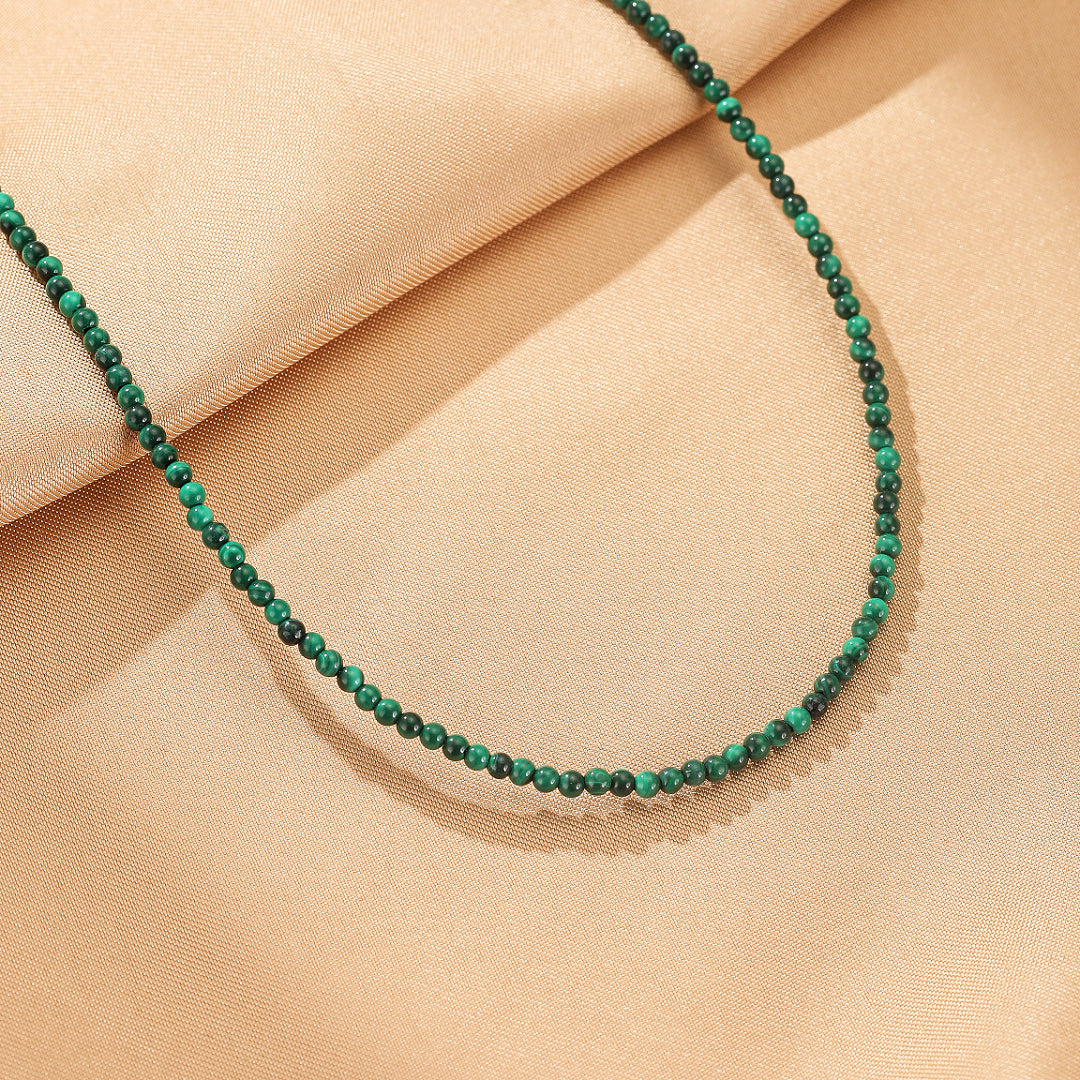 Collier Malachite – Élégance Naturelle, Argent